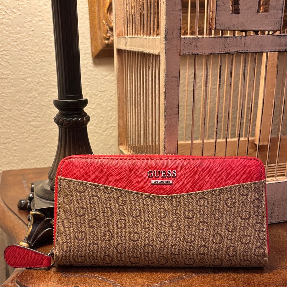 GUESS Red and Tan Women's Wallet - Picture 2 of 10
